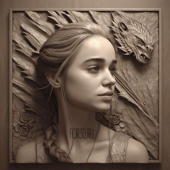 Emilia Clarke 2 stl model for CNC